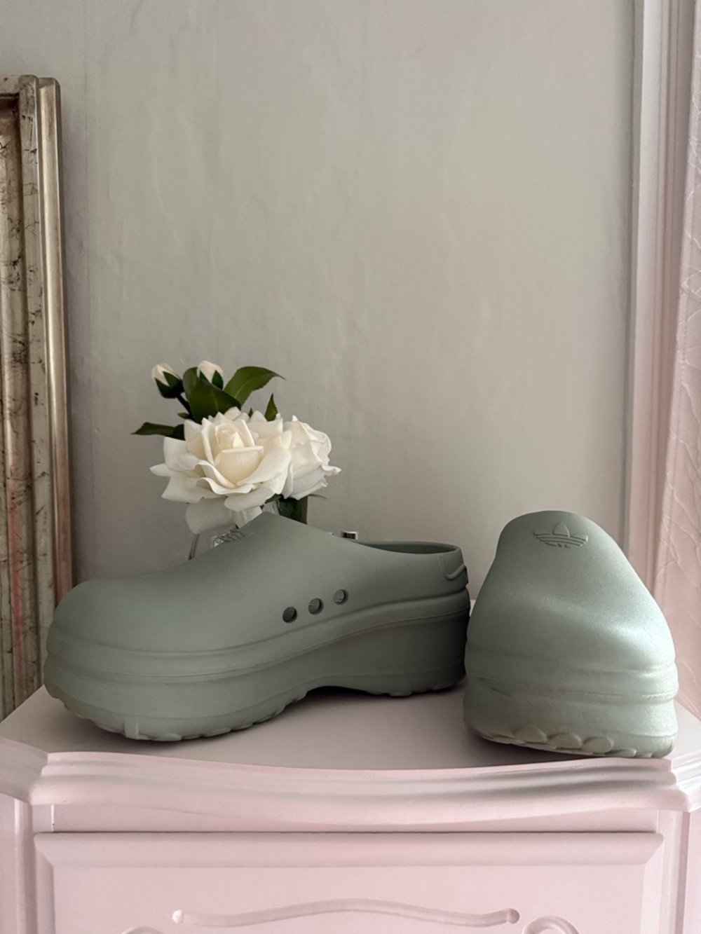 adidas Women's Platform Clogs in Sage Green